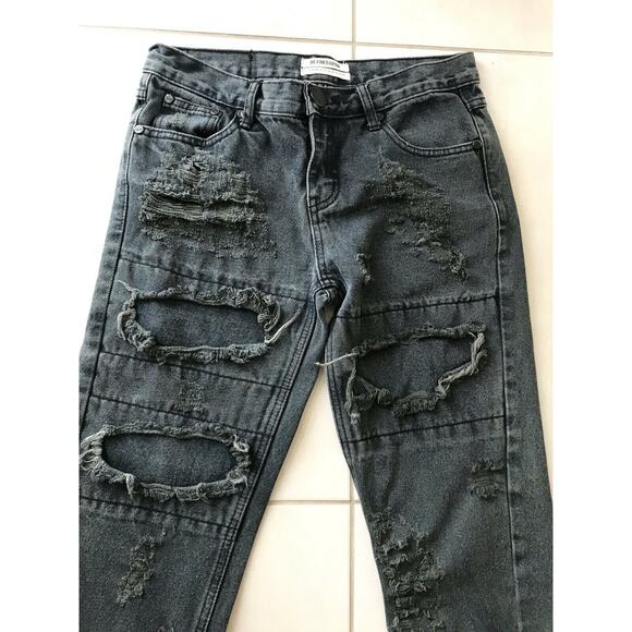 One Teaspoon Awesome Baggies Distressed Relaxed Fit Tapered Jeans - Picture 2 of 12